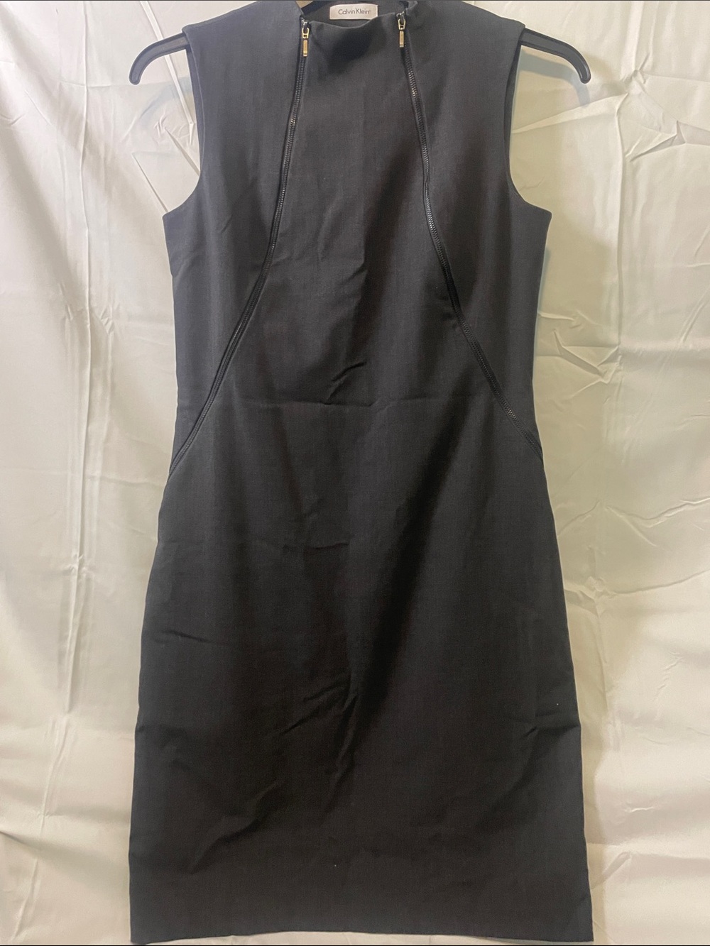 Calvin Klein Dark Gray Zip-Accent Sleeveless Mini Dress